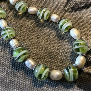 Glass bead and shell beaded necklace.